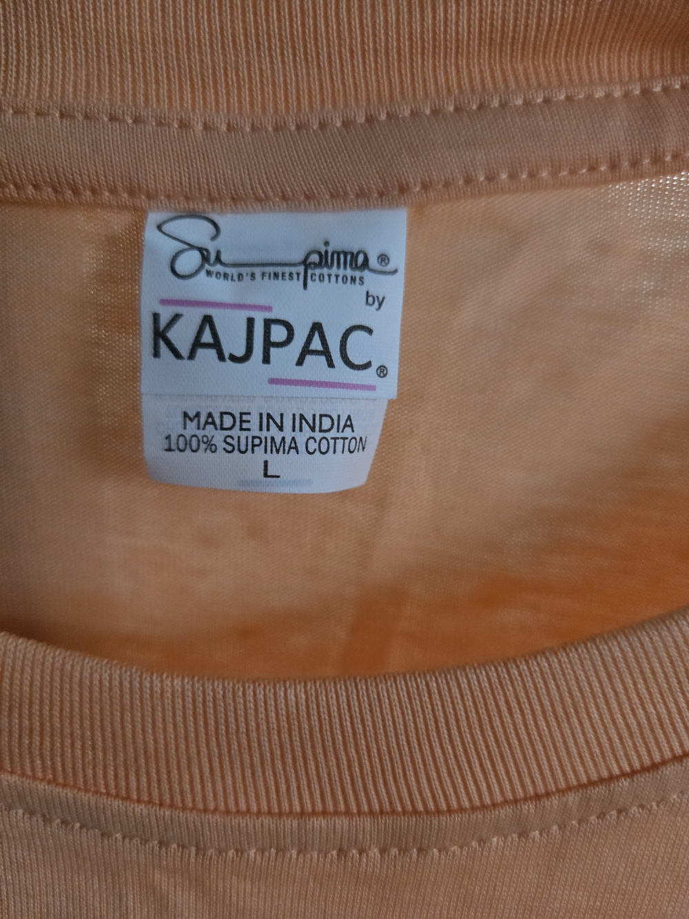 Graphic Tea-Stack T-Shirt in Peach with Blue Print - Picture 2 of 2